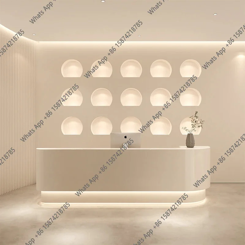 Office Furniture Logo - Banconi Reception con Logo LED Beige