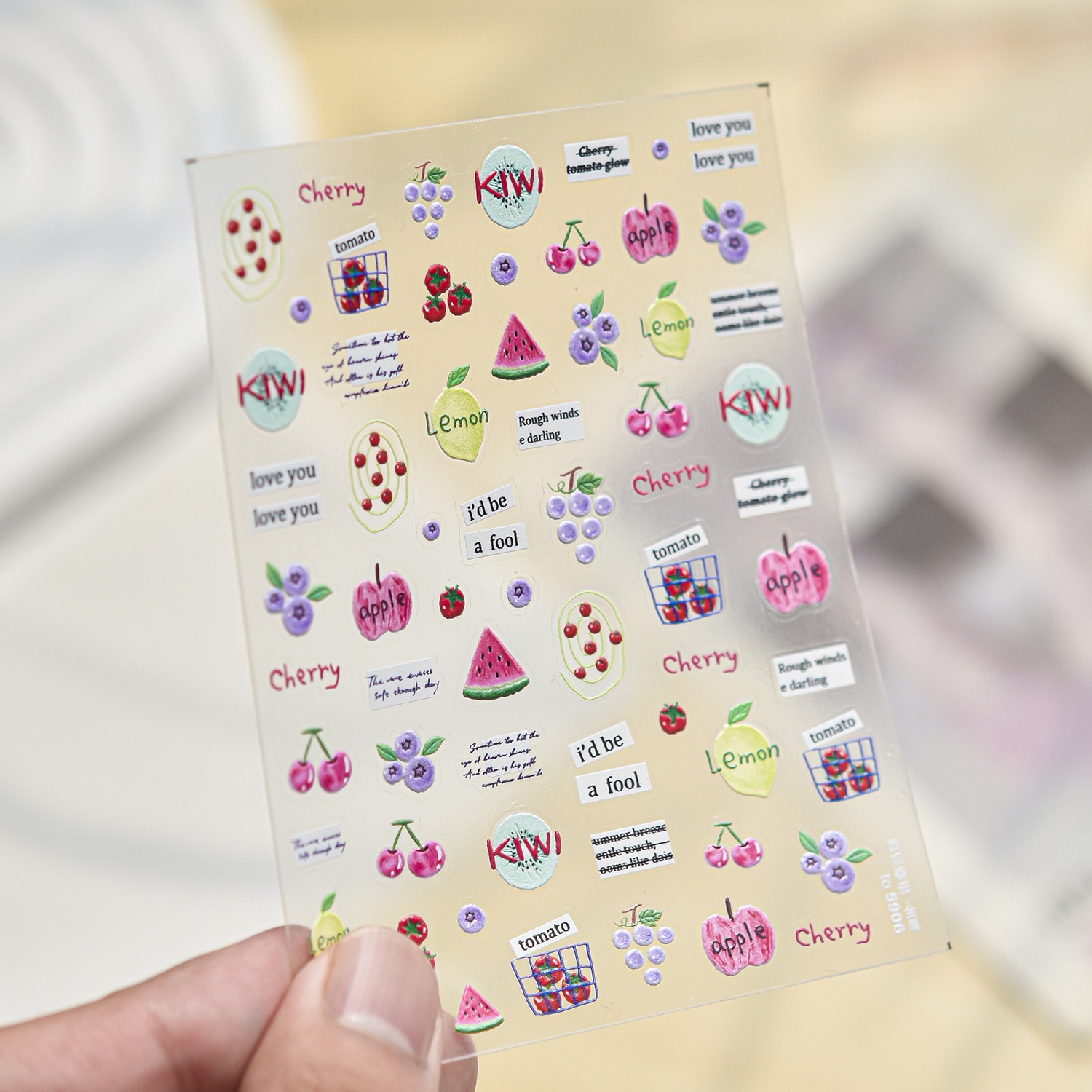 Paper Basket Mesh - Adesivi per Unghie con Frutta Fresca